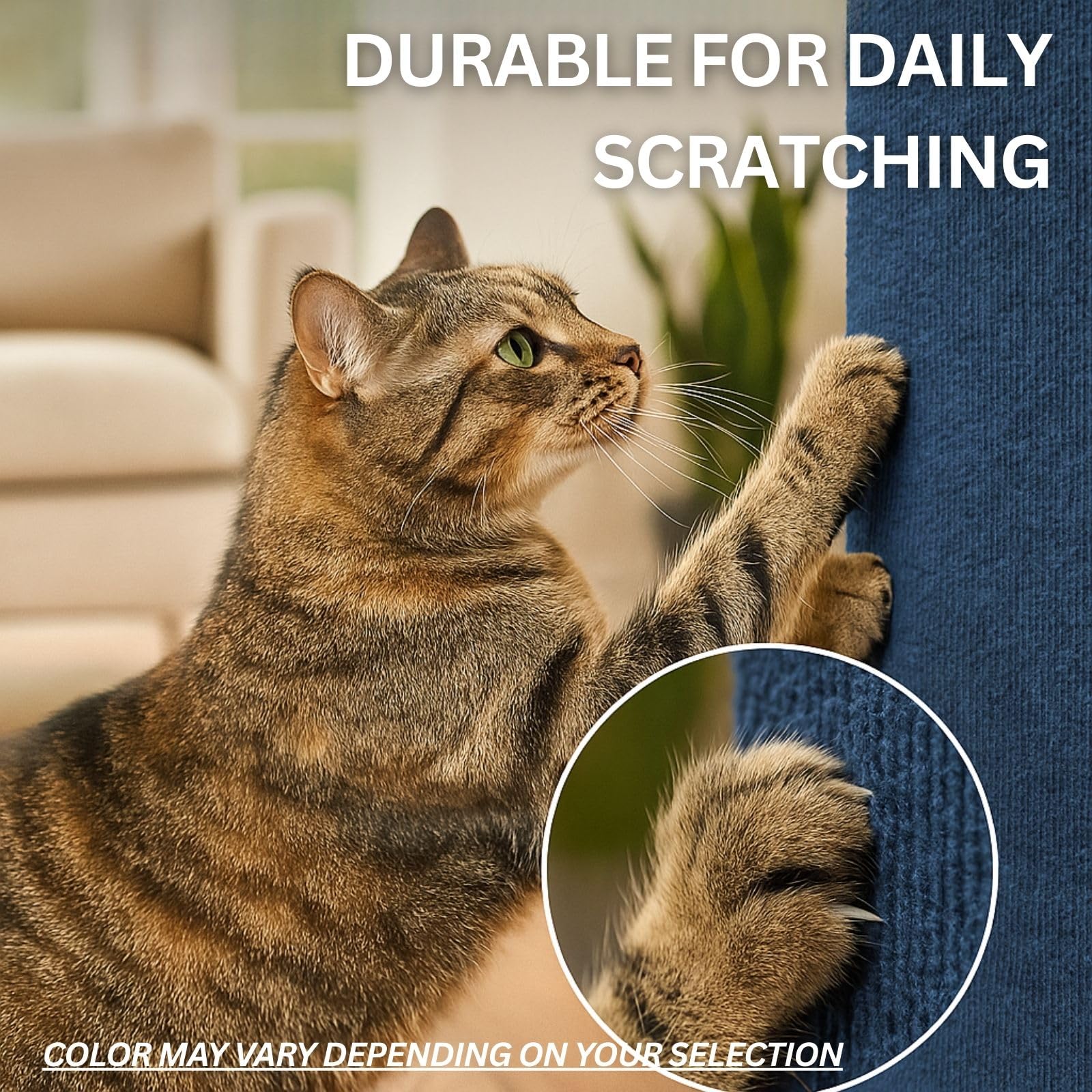 Cat Scratch Mat (3 Pack), 23.6’’ x 11.8’’ Cat Wall Corner Scratcher, Versatile Self-Adhesive Replacement Easy Use for Cat Trees Wall Furniture, Scratching Posts, and Couch Protection (Beige)