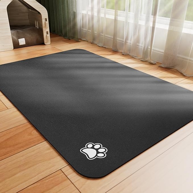 HotLive Dog Food Mat - Absorbent Cat Mat for Food and Water, No Stains Pet Feeding Bowl Mat, Easy to Clean Pet Placemats, Quick Dry Dog Water Dispenser Mat for Messy Drinkers | Paw Pink 18"x28"