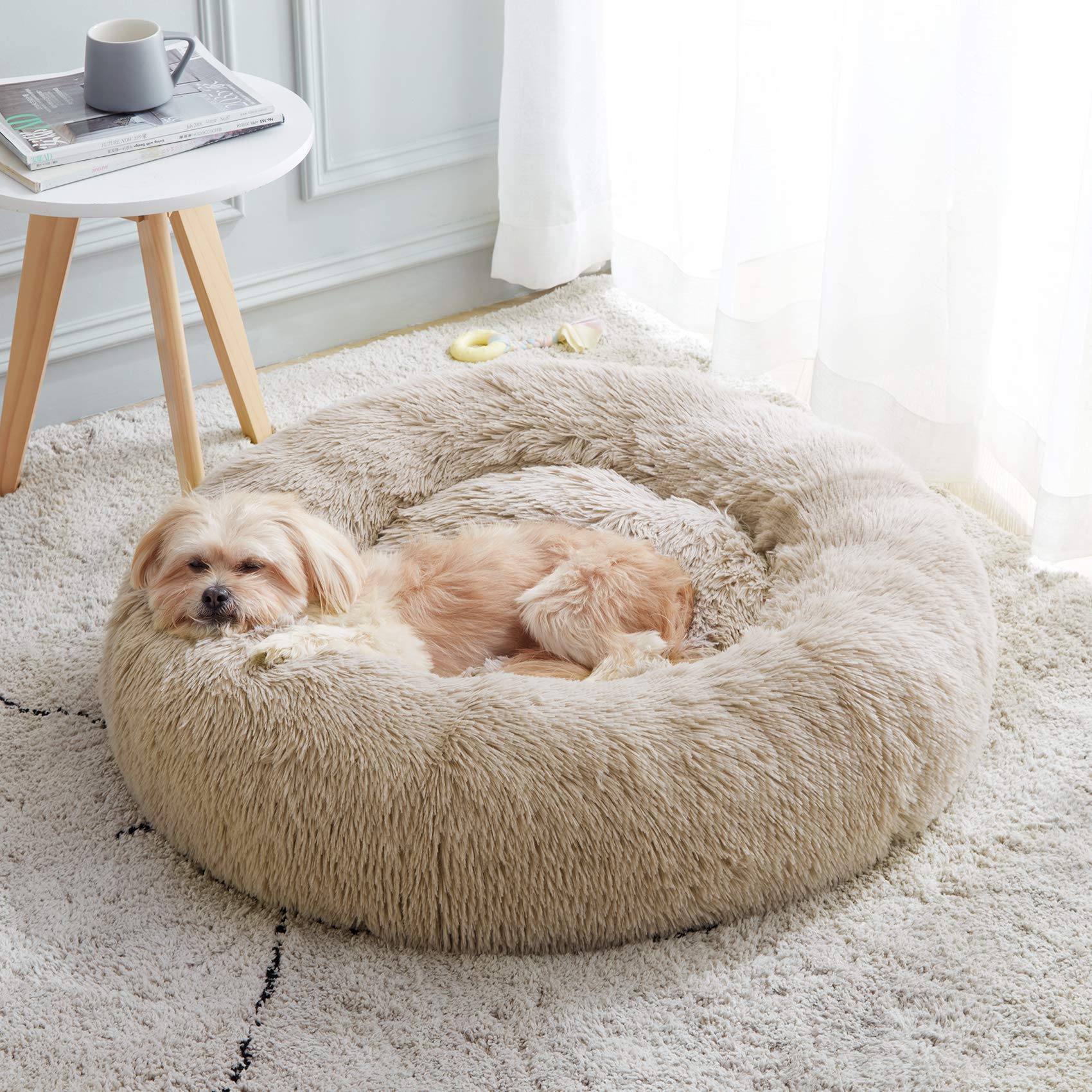 Western Home Calming Donut Small Medium Pet Dog Bed Washable,27" Brown