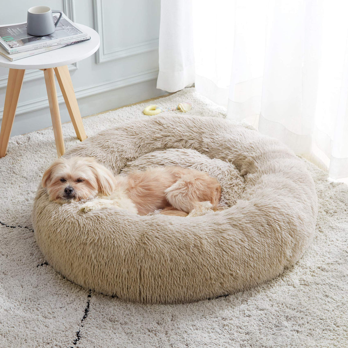 Western Home Calming Donut Small Dog Cat Bed Washable Puppy Bed,24" Rainbow