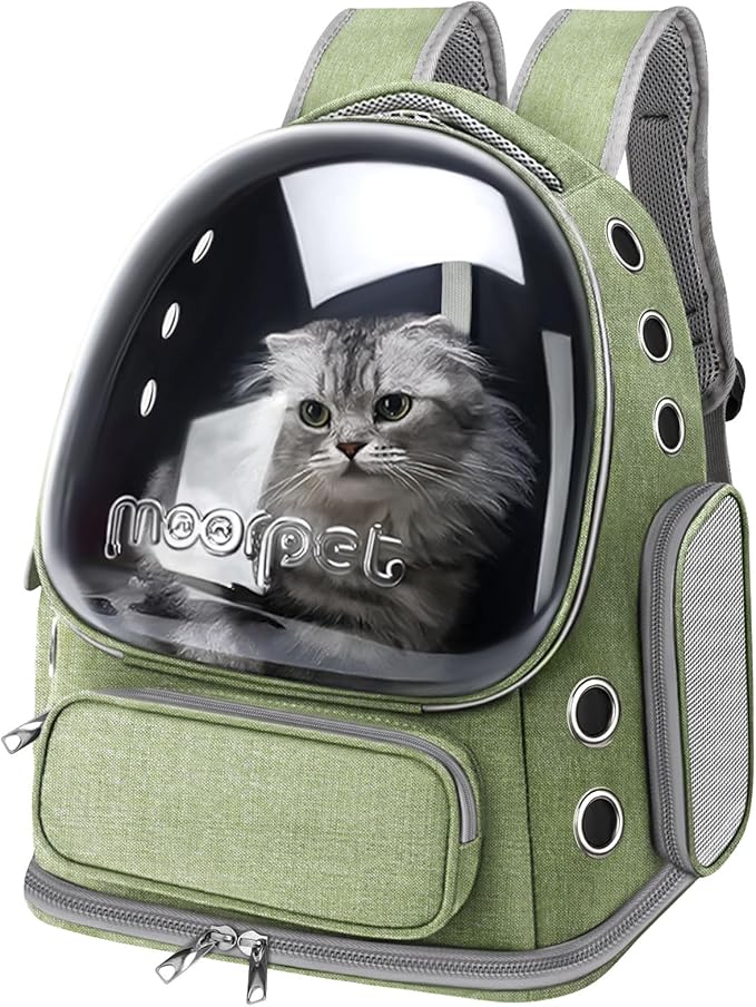 Cat Backpack Carrier, Breathable Cat Bubble Backpack Large Space Cat Carrier Backpack for Kitty Small Dog, Foldable Airline Approved Cat Backpack, Transparent Pet Travel Backpack Up to 20 lbs (Blue)