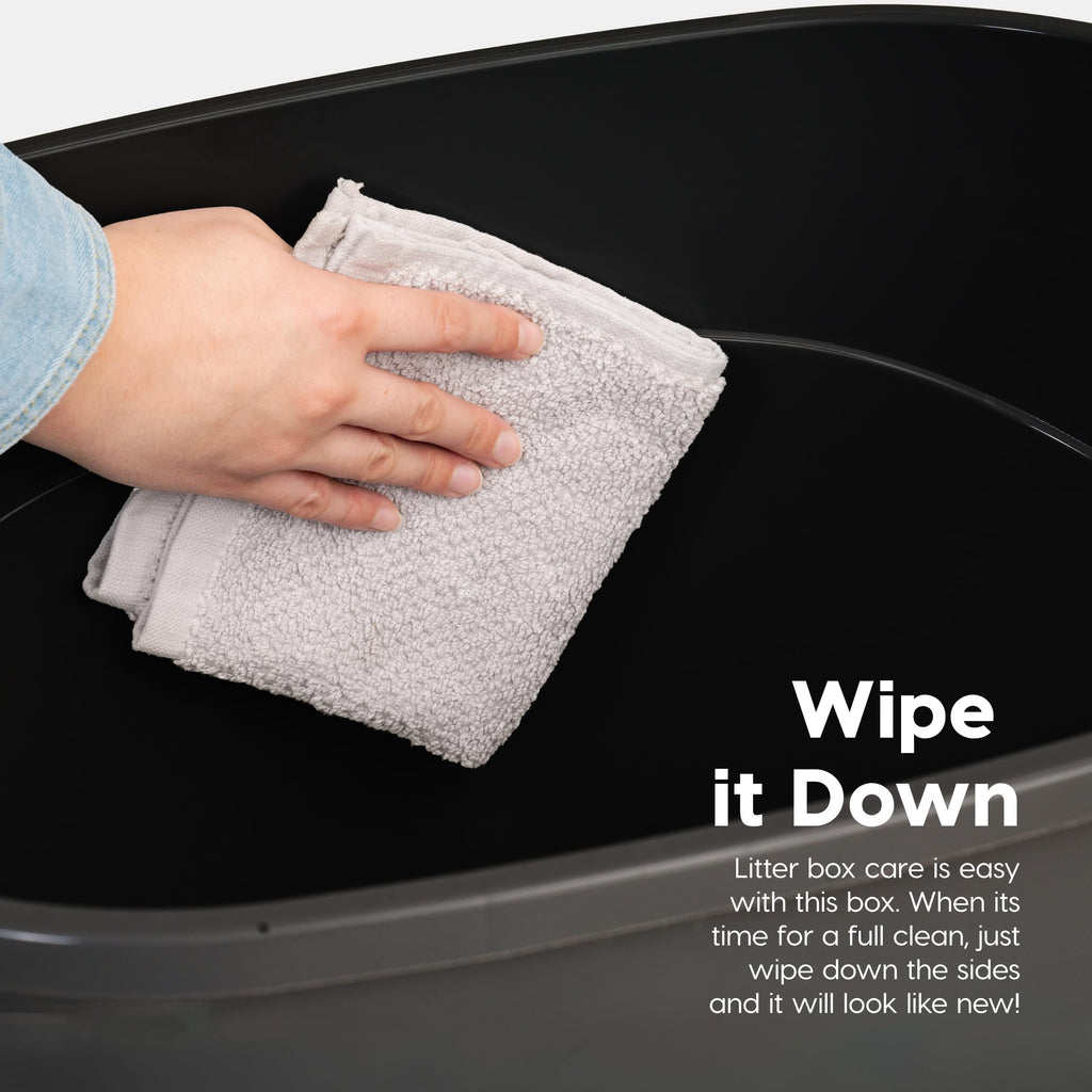 IRIS USA Large Top Entry Cat Litter Box, Hooded Privacy, Black/Gray