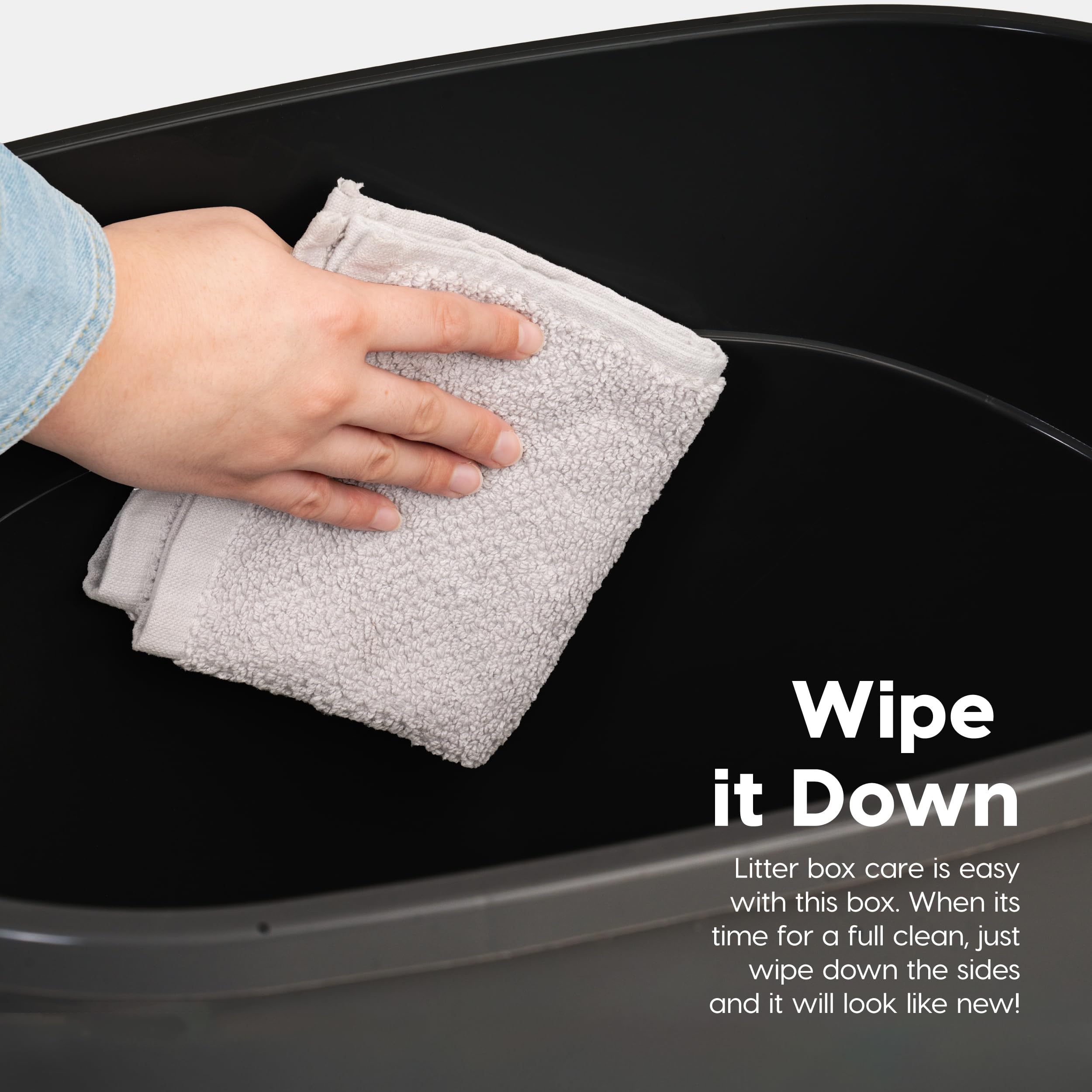 IRIS USA Large Top Entry Cat Litter Box, Hooded Privacy, Black/Gray