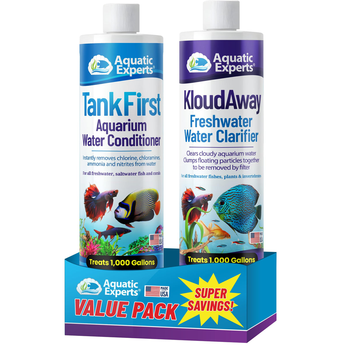 KloudAway Freshwater Aquarium Water Clarifier - Clears Cloudy Water, Water Clarifier for Fish Tank, Made in USA, Aquatic Experts, (500 ml)