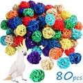 Sumind 80 Pieces Parrot Toy 1.2 Inch Wicker Rattan Balls Wooden Blocks Bird Chewing Toys Mini Wood Chips Pet Parrot Cage Accessories for DIY Playing Chewing Shredding Mixed Bird Toys, Random Color
