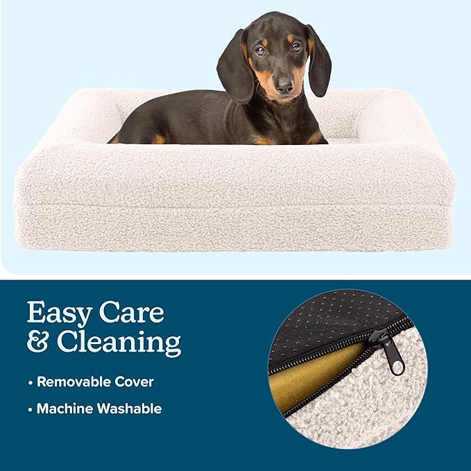 PETMAKER Memory Foam Orthopedic Dog Bed for Small Pets, Cream, 26”x19”x5.7”