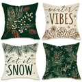 Fahrendom Winter Vibes Green Decorative Throw Pillow Covers