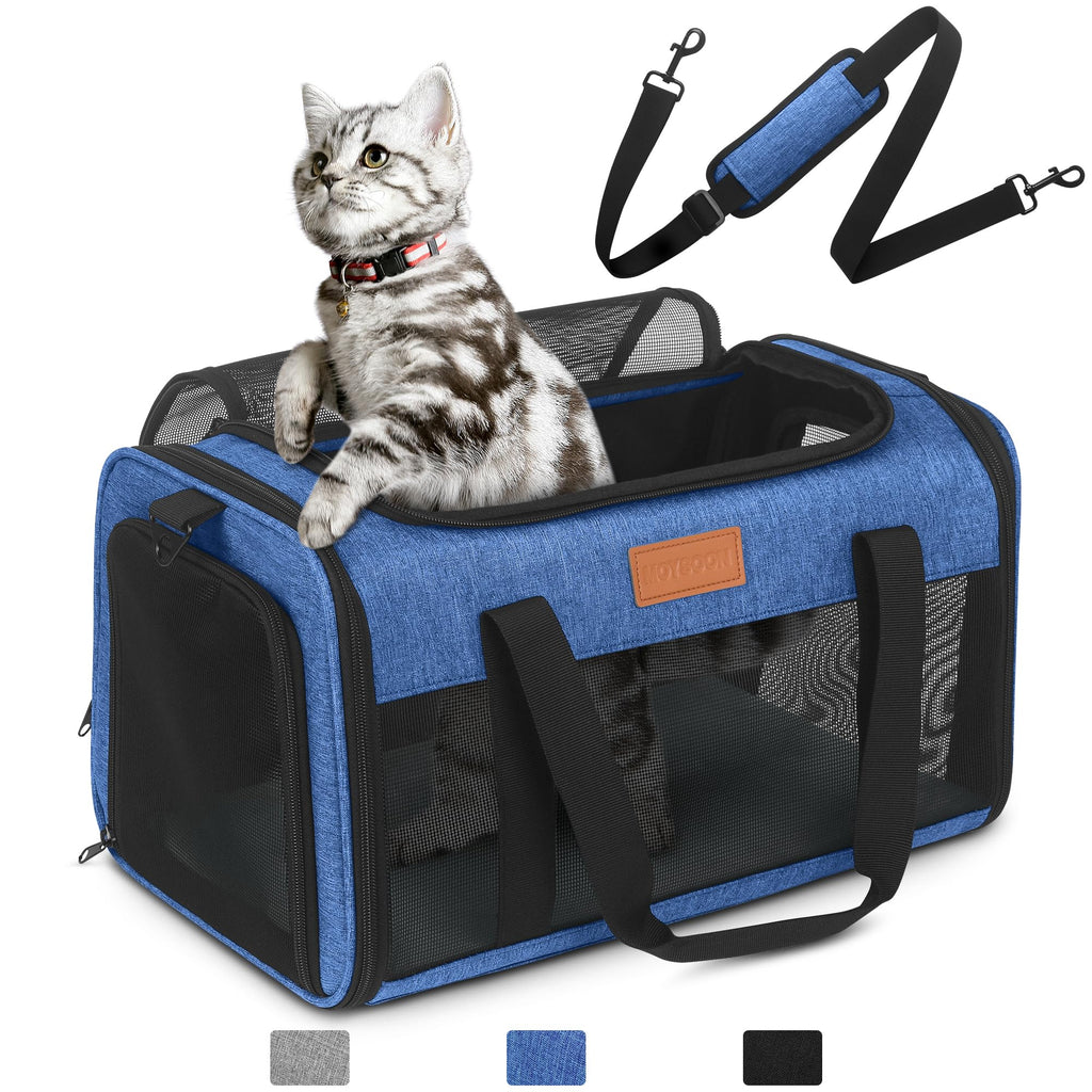 PETUX Airline Approved Pet Carrier for Small Cats up to 12 lb, Blue