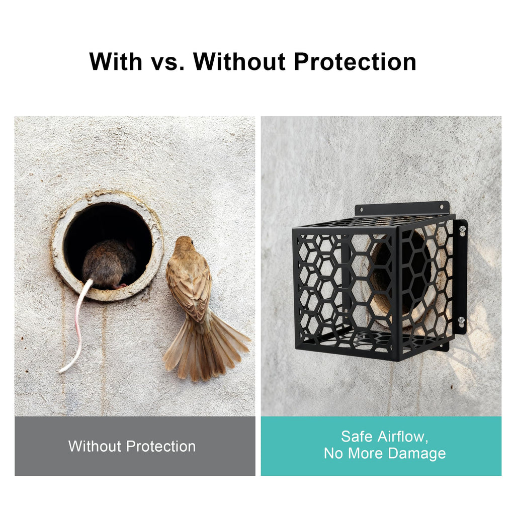 OVNTHYK Dryer Vent Bird Guard - Universal Fits for 3" to 4" Dryer Vents & Exhaust Fan Ventilation Cover (Kitchen/Bathroom), Steel Ventilation Bird Cage, Black