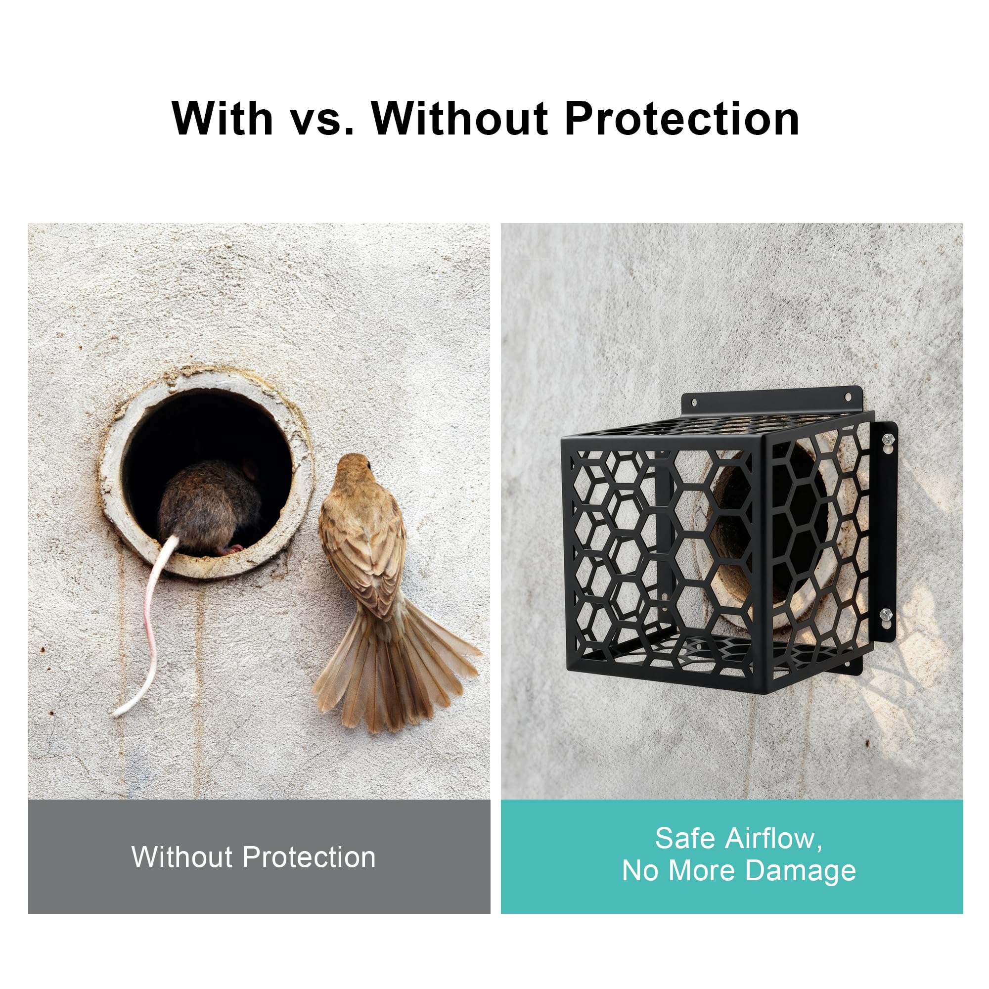 OVNTHYK Dryer Vent Bird Guard - Universal Fits for 3" to 4" Dryer Vents & Exhaust Fan Ventilation Cover (Kitchen/Bathroom), Steel Ventilation Bird Cage, Black