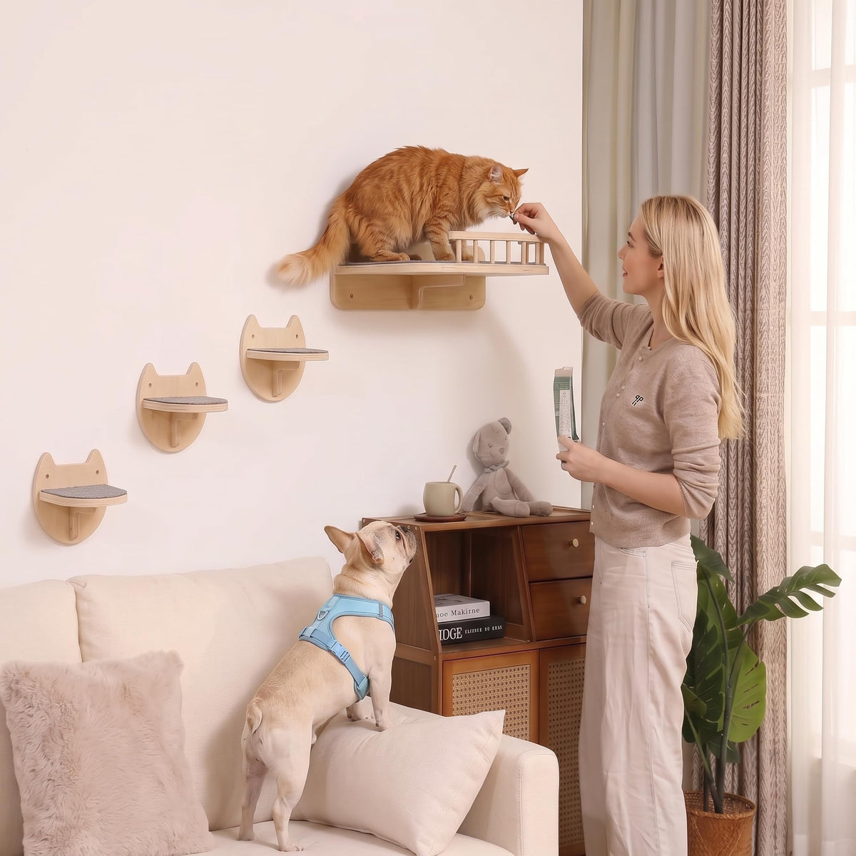 BUOGA Cat Wall Shelves, Modern Cat Wall Furniture for Indoor Cats