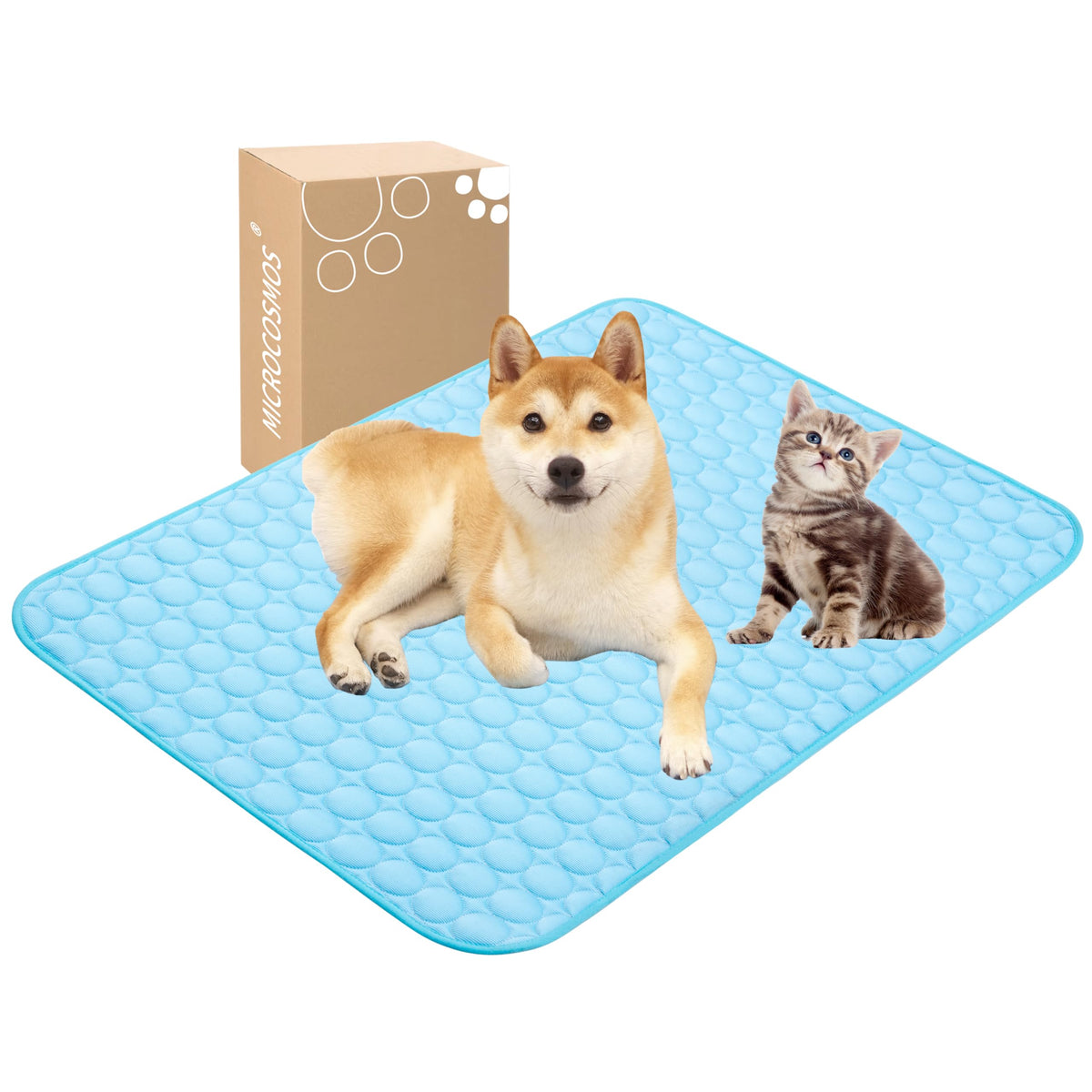 MICROCOSMOS Summer Cooling Mat & Sleeping Pad- Water Absorption Top, Easy Carry, EZ Clean, Materials Safe. Keep Cooling for Pets, Kids and Adults.(Navy Blue, 40" x 28")