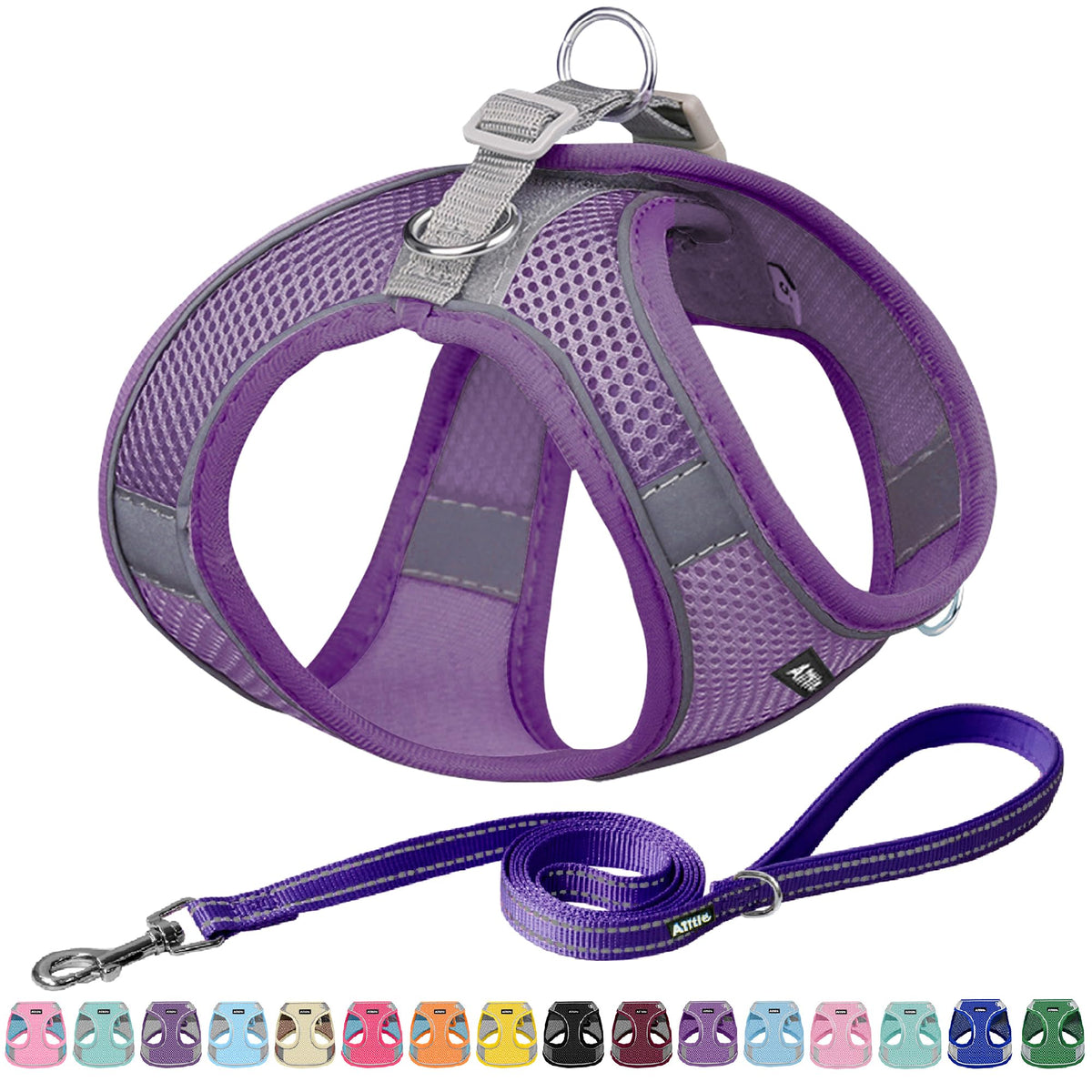 AIITLE Medium Dog Harness and Leash Set, Step-in Puppy Pet Vest, Orange M