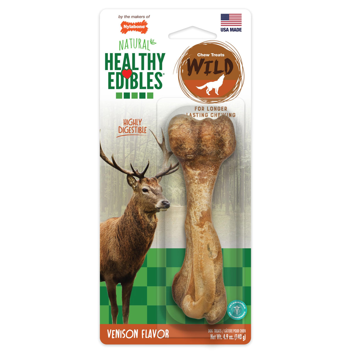 Nylabone Healthy Edibles Wild Dog Treats, Venison Flavor, Large