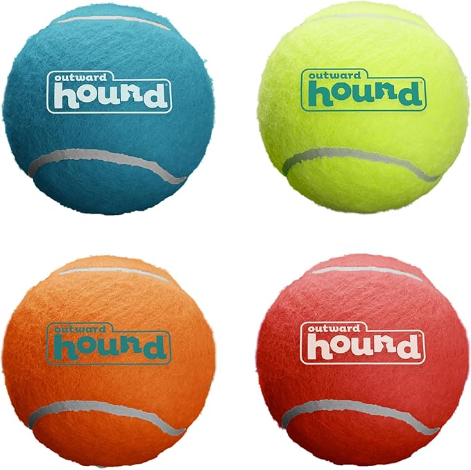 Outward Hound Squeaker Ballz – Squeaky Tennis Balls for Dogs 50 lbs and Over, Interactive Dog Toy for Fetch & Training