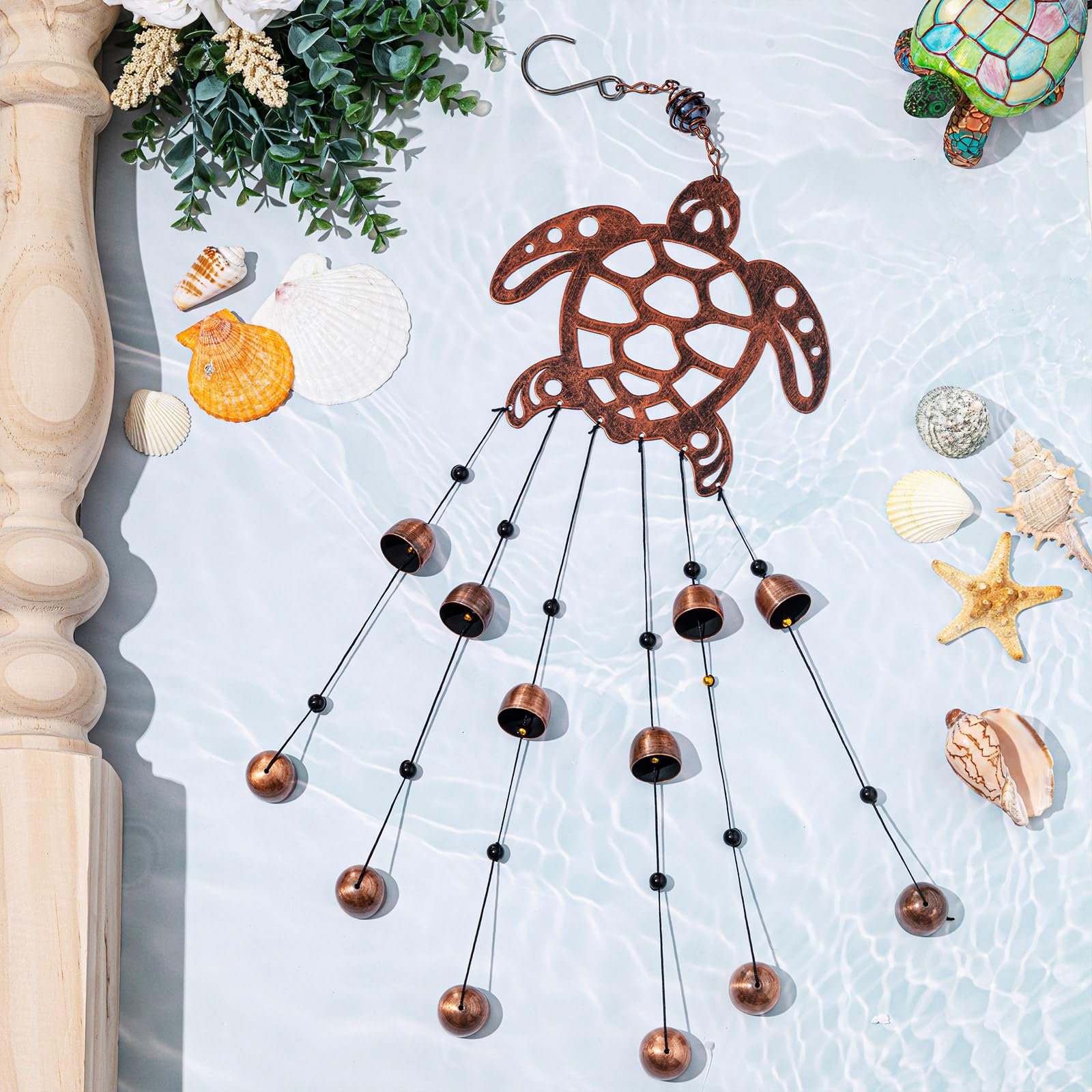 24 Inch Dachshund Metal Wind Chimes 12 Bells Bronze Cinnvoice,Sea Turtle