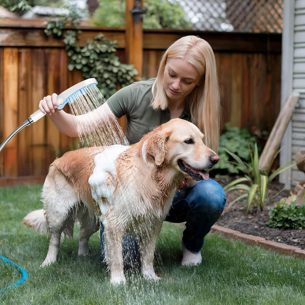 Dog Shower Attachment with 4 Adjustable Settings, Indoor and Outdoor Use