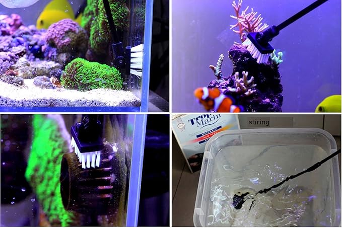 QANVEE Aquarium Algae Scraper Cleaner Brush with 10 Stainless Steel Blades for Fish Reef Plant Glass Tank 26 Inch