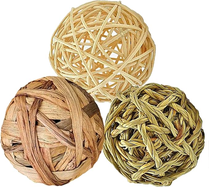 SunGrow Assorted Rabbit & Cat Chew Balls, Teething Activity Toy for Pocket Pets, Improves Dental Health, Environment Friendly, Stress Reliever (Coco Fiber