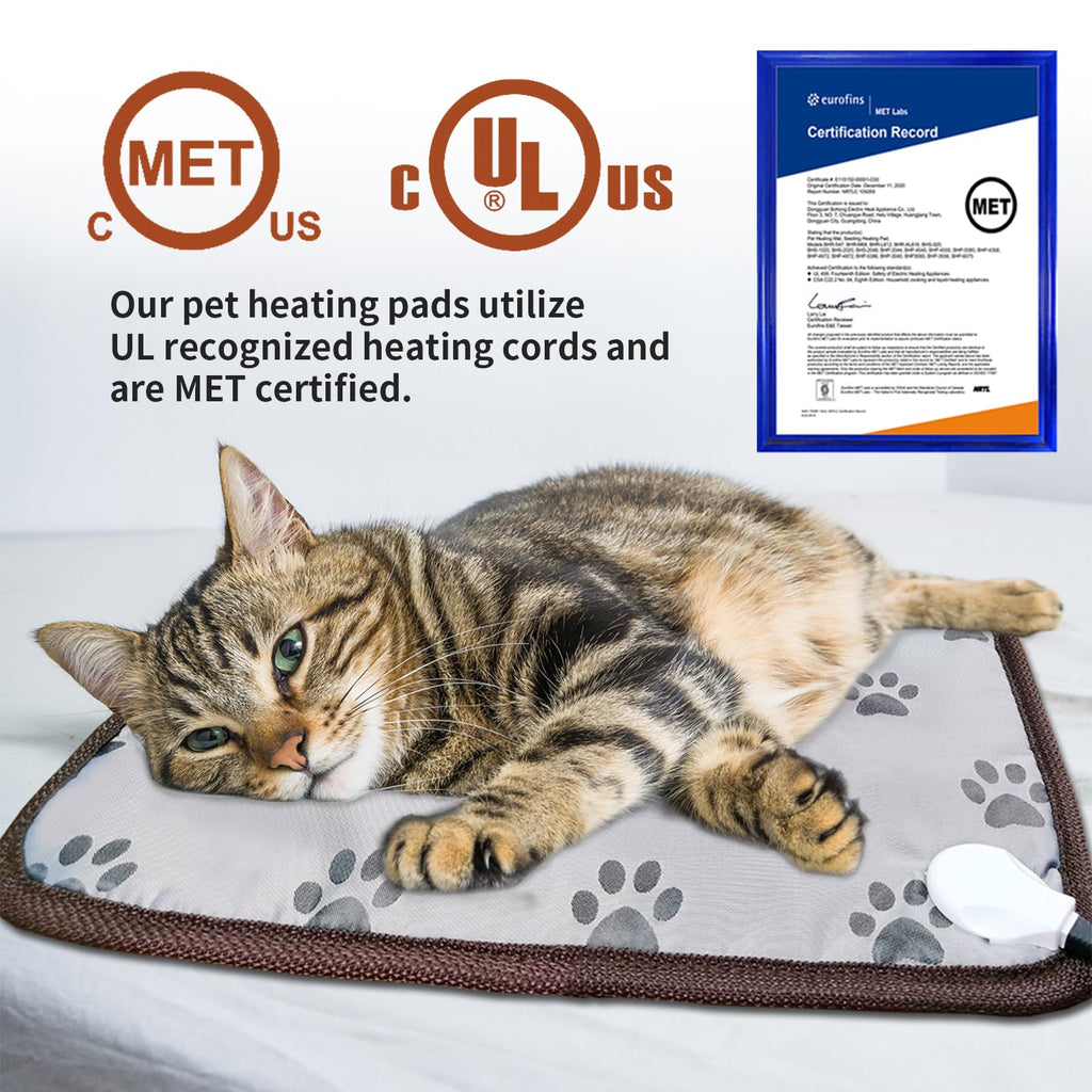 GOLOPET Pet Heating Pad 22x18 in with SmartThermostat Switch and Tube,Obtained MET and UL Dual Certification,WaterproofCat Heating pad-Paw Print
