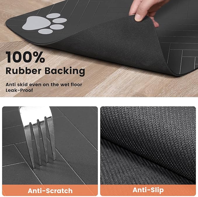 Pet Feeding Mat-Absorbent Pet Placemat for Food and Water Bowl, with Waterproof Rubber Backing, Quick Dry Water Dispenser Mat for Dog and Cat (27"x17", Christmas)