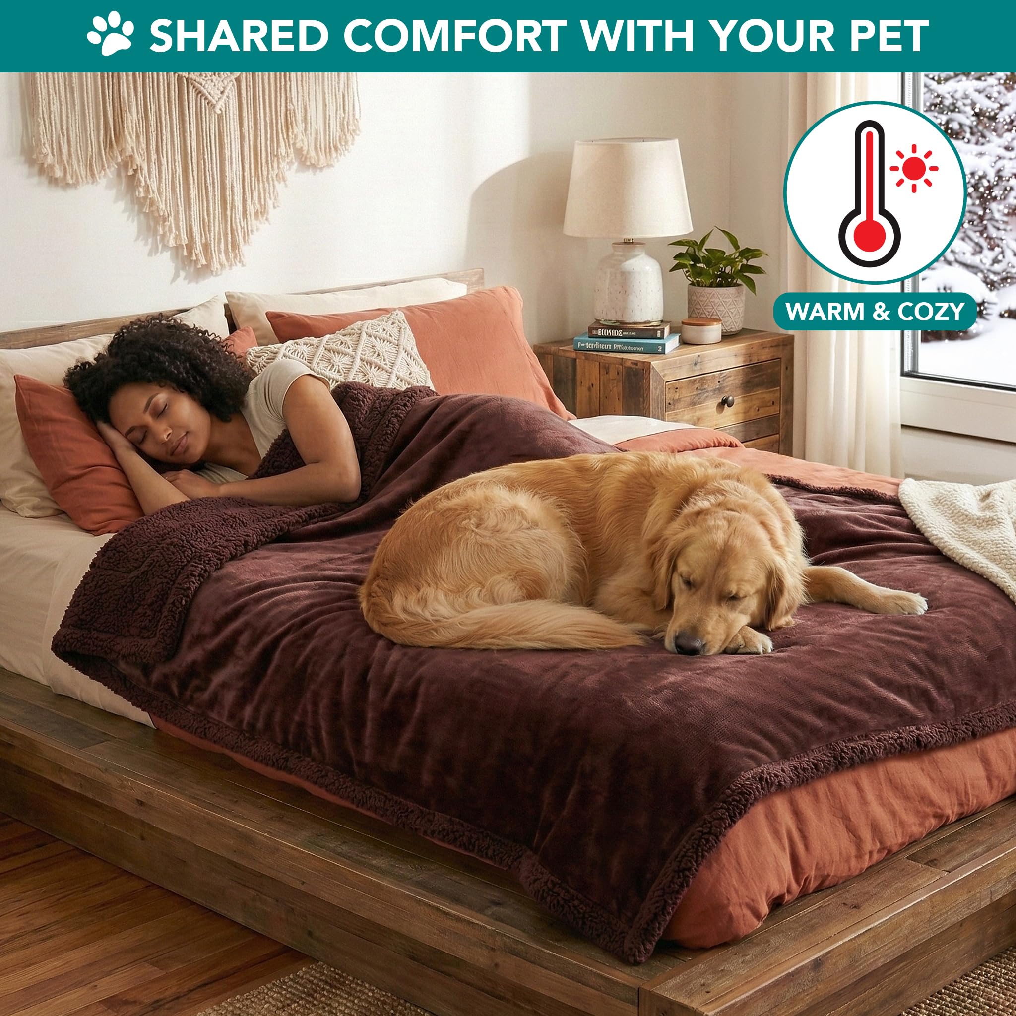 PetAmi Dog Blanket for Medium Small Pet Cat Puppy Kitten, 60x40 Solid Brown