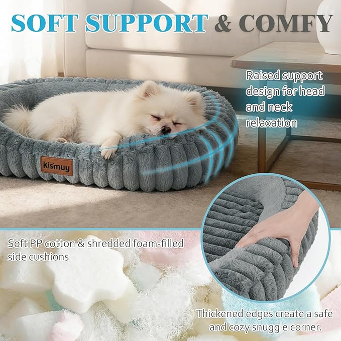 KISIMUY Orthopedic Dog Bed, Memory Foam Bolster Bed for Small Dogs
