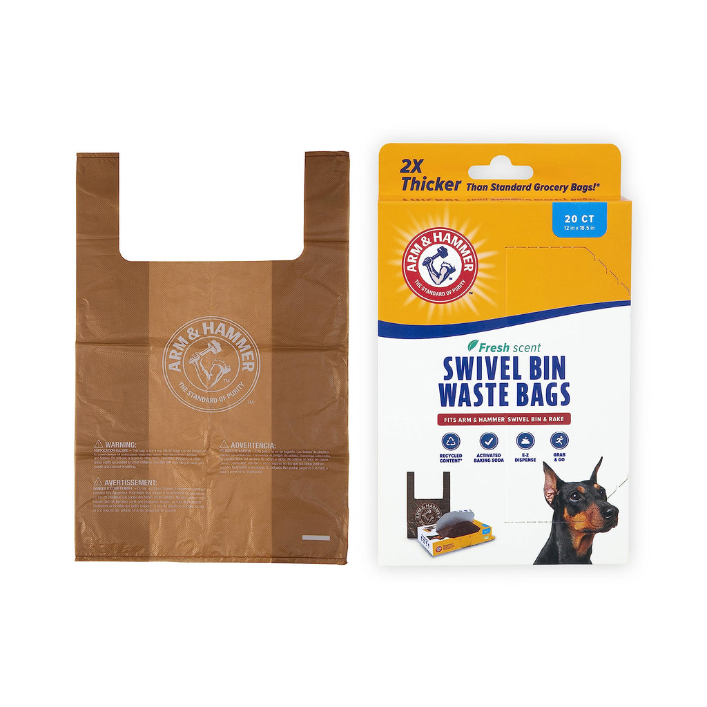 Arm and Hammer Heavy Duty Dog Waste Bags, Swivel Bin Rake Refill, 20 Count