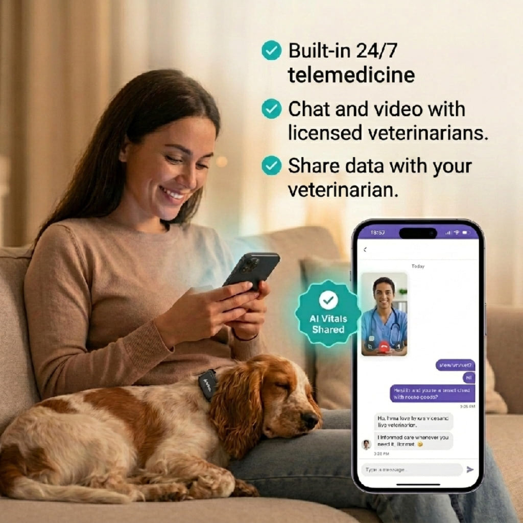 NEW Dog Health Monitor V3.0 by PetPace – AI Smart Collar with 24/7 Vital Signs, Pain & GPS Tracking, Telehealth AskaVet & Share With Your Vet, Smartwatch Sync – Subscription Required (Small)