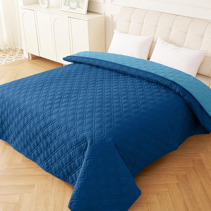 hyha Waterproof Dog Bed Blanket, Soft Pet Blankets, Waterproof Couch Cover for Dogs, Reversible Sofa Covers Washable for Furniture (82x102 Inch, Navy Blue/Blue)