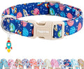 Faygarsle Space Theme Dog Collar, Navy Blue with Rockets and Planets Pattern for Summer Small Medium Large Dogs M