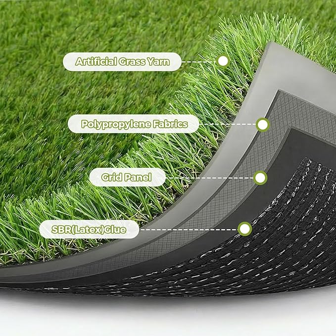 Artificial Grass Rug Indoor Outdoor, 5 x 6FT Faux Grass with Drainage Holes