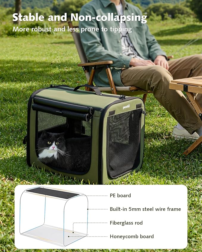 Dog Car Carrier Light Weight 19.7×16.9×14.8in, Foldable Dog Carrier, Green