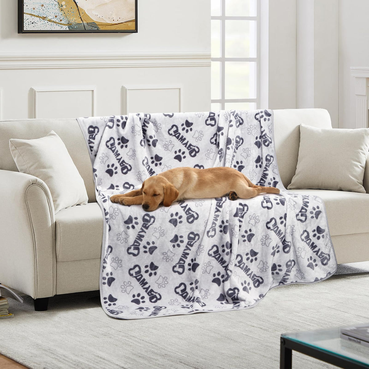 Gowyeg Dog Blanket for Small Medium Dogs 41"x31", Soft Reversible Cute Paw