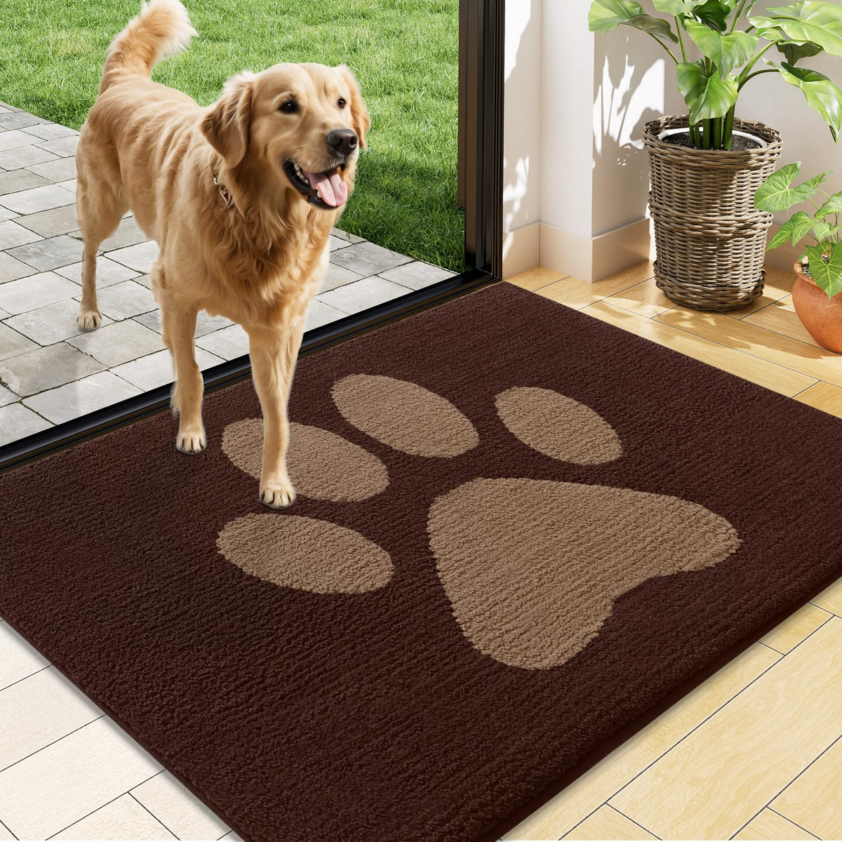 Buganda Dog Door Mat for Muddy Paws 48x30, Absorbent Doormat for Inside