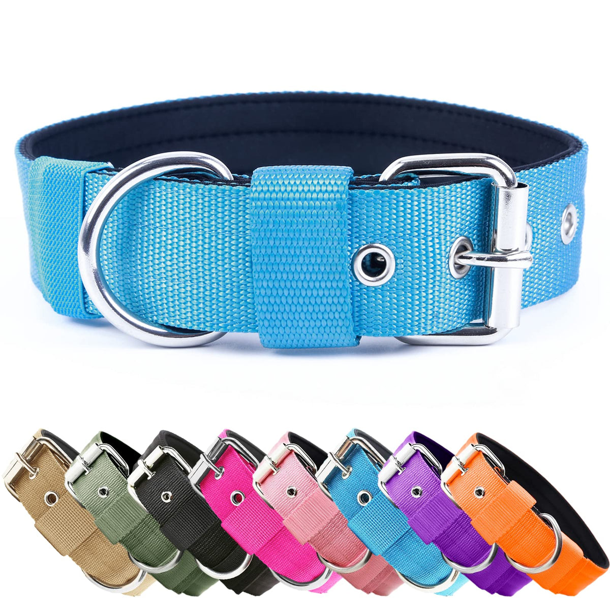 Heavy Duty Tactical Dog Collar - 1.5" Width Military Durable Thick Nylon with Adjustable Metal D Ring & Buckle Working Training K9 Collar for Medium Large Dogs (L(20"-23"), Black)