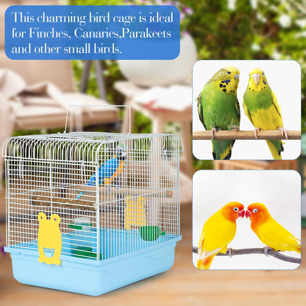 Small Bird Cage for Travel, Parrot Carrier with Handle 9.5"L x 12"W x 12"H