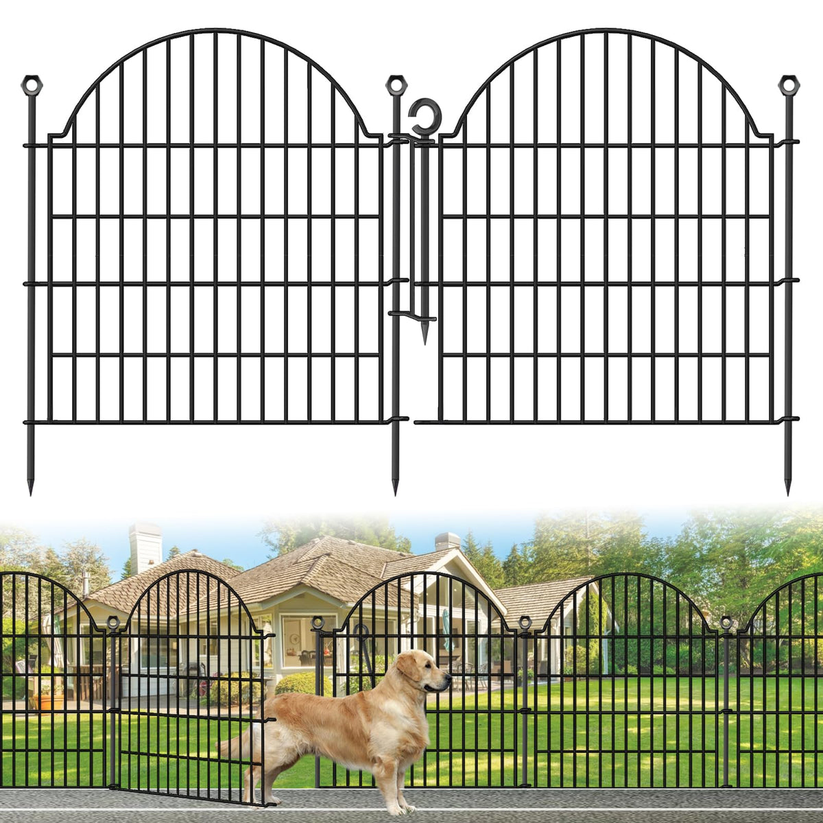 10 Panels No Dig Decorative Garden Fence for Yard, 24in(H) x 20ft(L), White