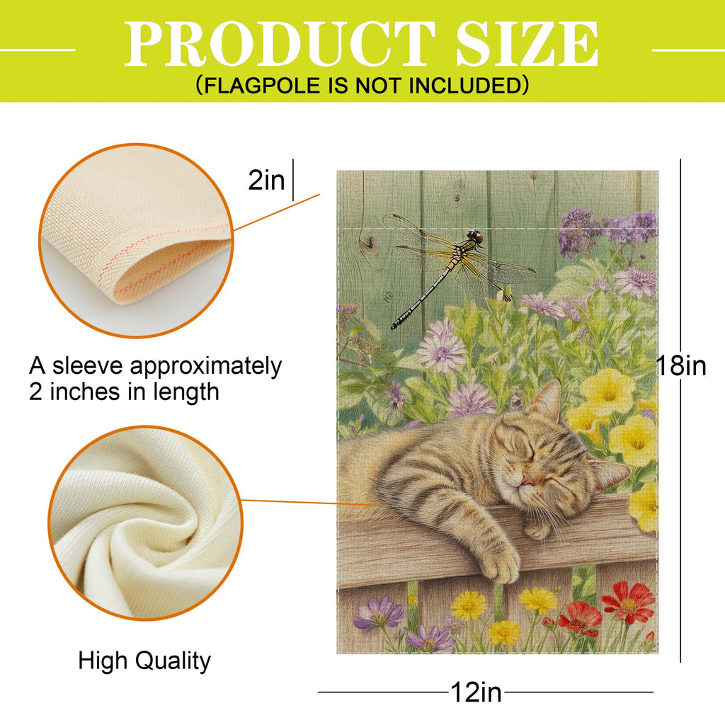 ALEXMACLIST Spring Summer Cat Garden Flag 12x18 Inch Double Sided Outside