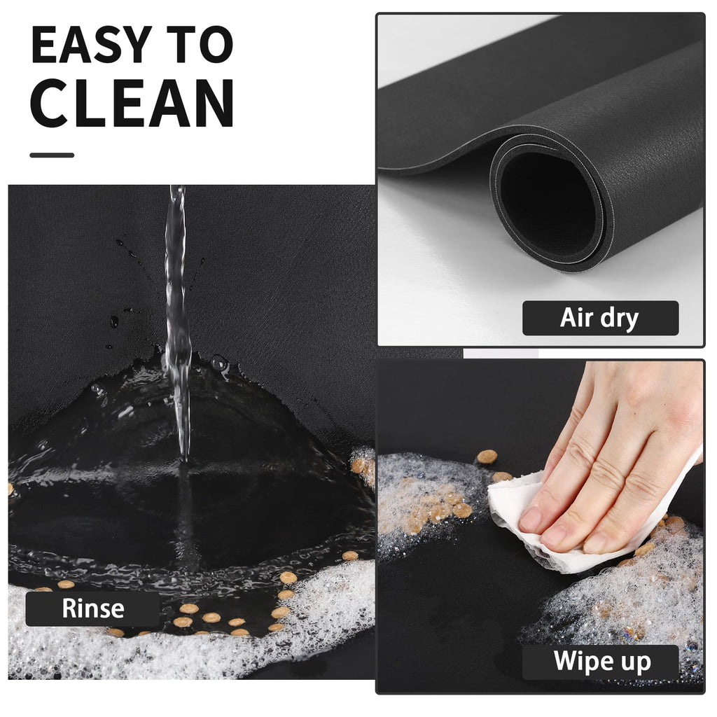 HotLive Dog Food Mat - Absorbent Cat Mat for Food and Water, No Stains Pet Feeding Bowl Mat, Easy to Clean Pet Placemats, Quick Dry Dog Water Dispenser Mat for Messy Drinkers | Paw Black 16"x 24"