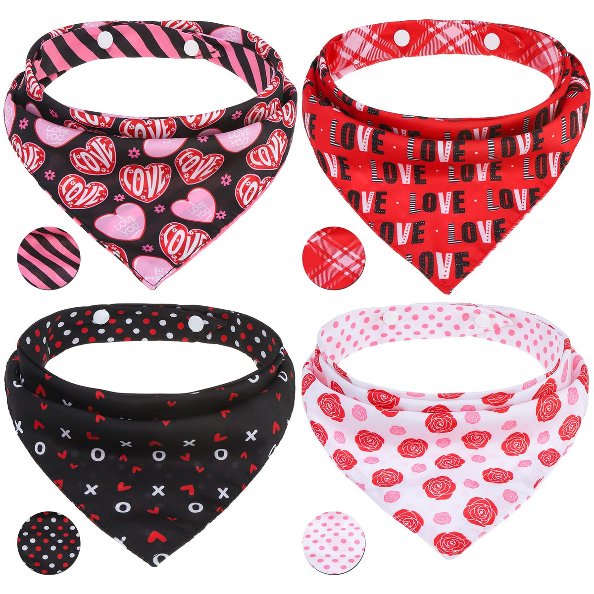 PAWCHIE Dog Cooling Bandana Small, 4 Packs Ice Cool Pet Triangle Scarf Bibs Reversible Styles, Summer Adjustable with Two Snaps, Kerchief Set Accessories for Dogs, Puppy, Cats