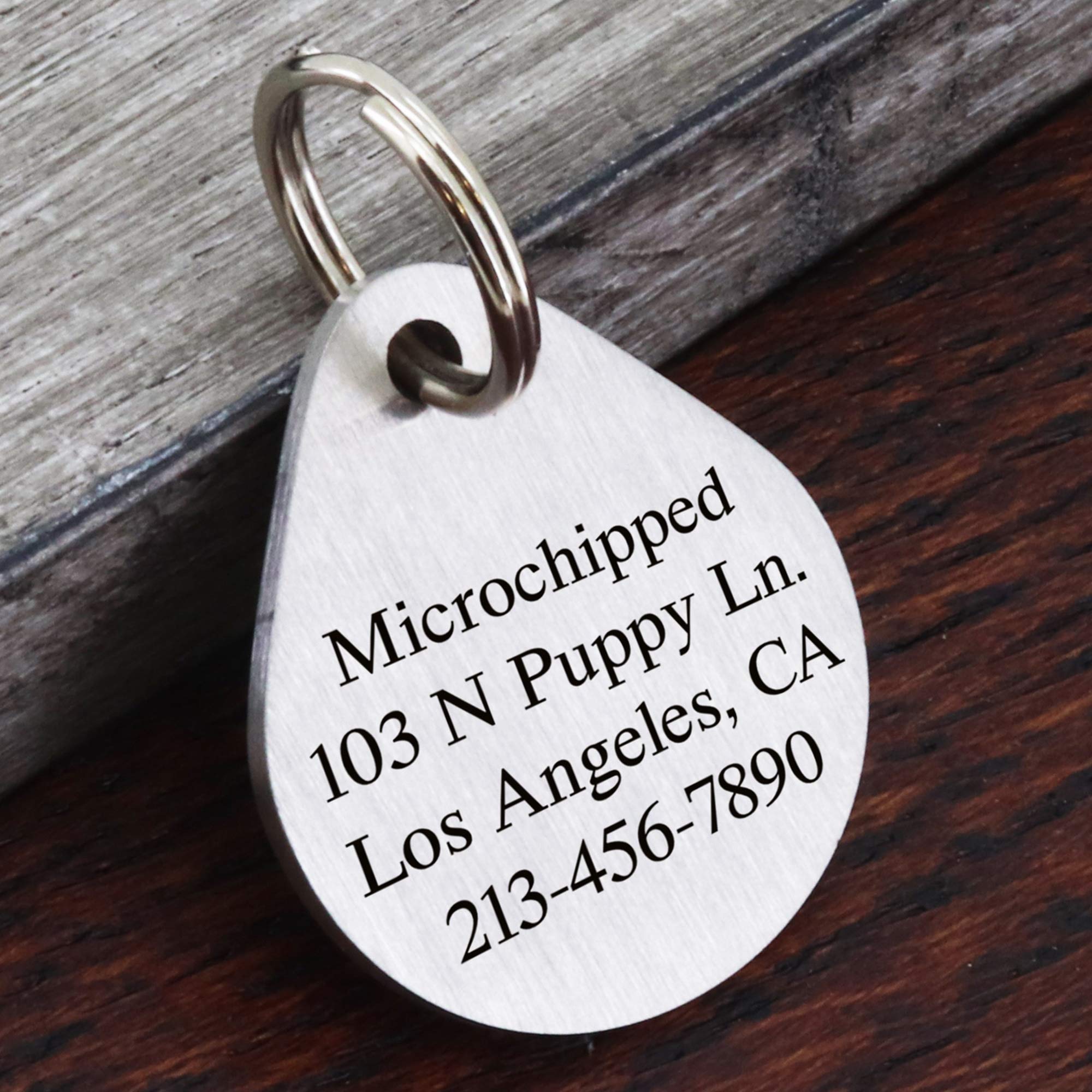 Ultra Joys Dog ID Tag, Custom Dog Tag Personalized Cat Tag, Pet ID Tag, Brushed Stainless Steel Teardrop Dog Tag Silver Large