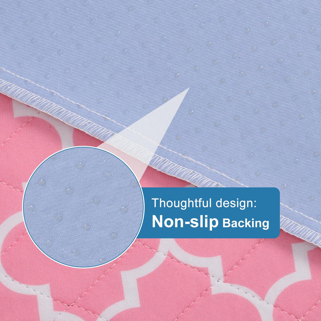 OUTCREATOR® Washable Bed Pads 34" x 76" (Pack of 2), Incontinence Mattress Protector, Anti-Slip Waterproof Underpads for Adults Kids Elderly Pets, Absorbency & Reusable Bedwetting Pads (Pink)