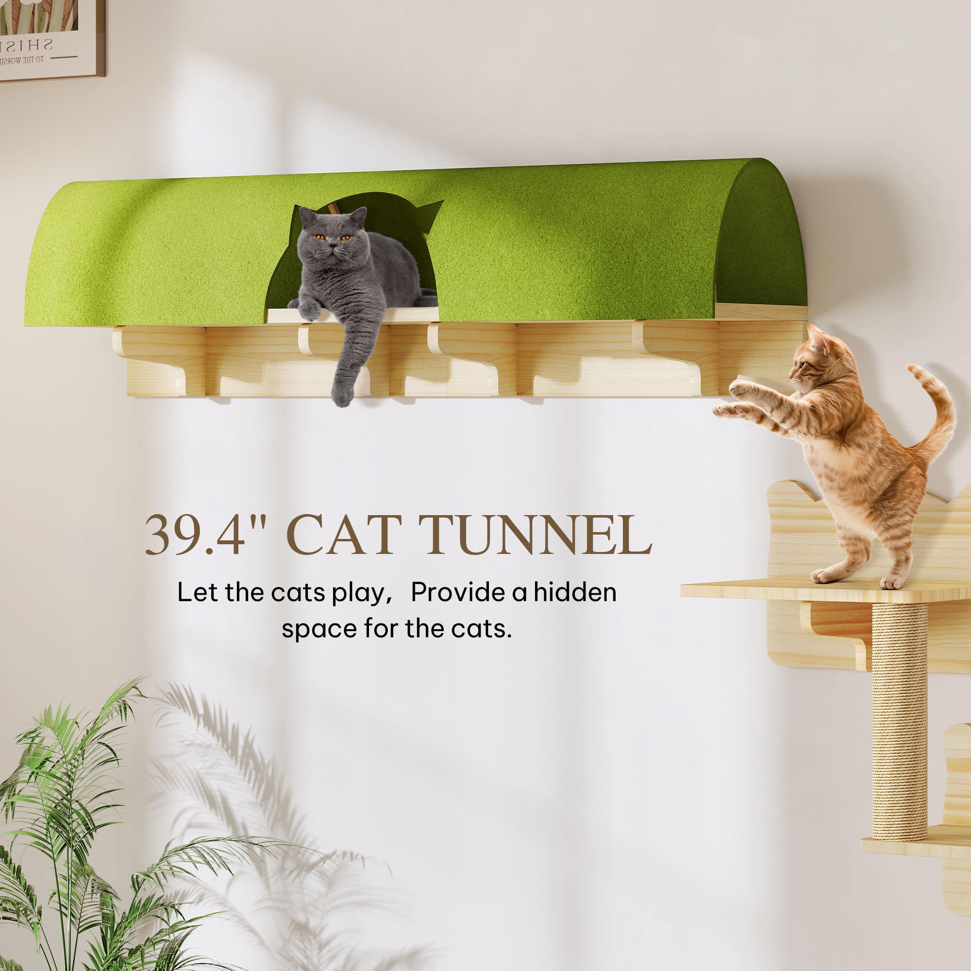 Homiflex Cat Wall Shelves Set, 7-in-1 Cat Wall Furniture with Tunnel