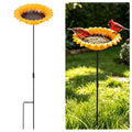 MIXXIDEA Redflower Bird Bath&Birdfeeder for Small Birds Outdoors Mtal Flower Bird Bath Bowl Stick into Ground Cute Tray Feeders for Outdoor Garden Decoration for Bird Lovers