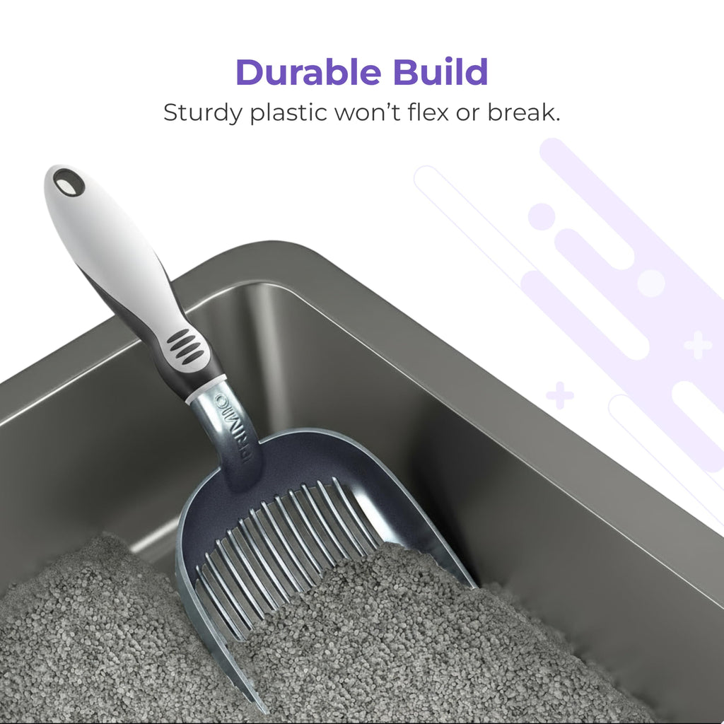iPrimio Cat Litter Scoop with Deep Shovel, Plastic Sifter, Lightweight