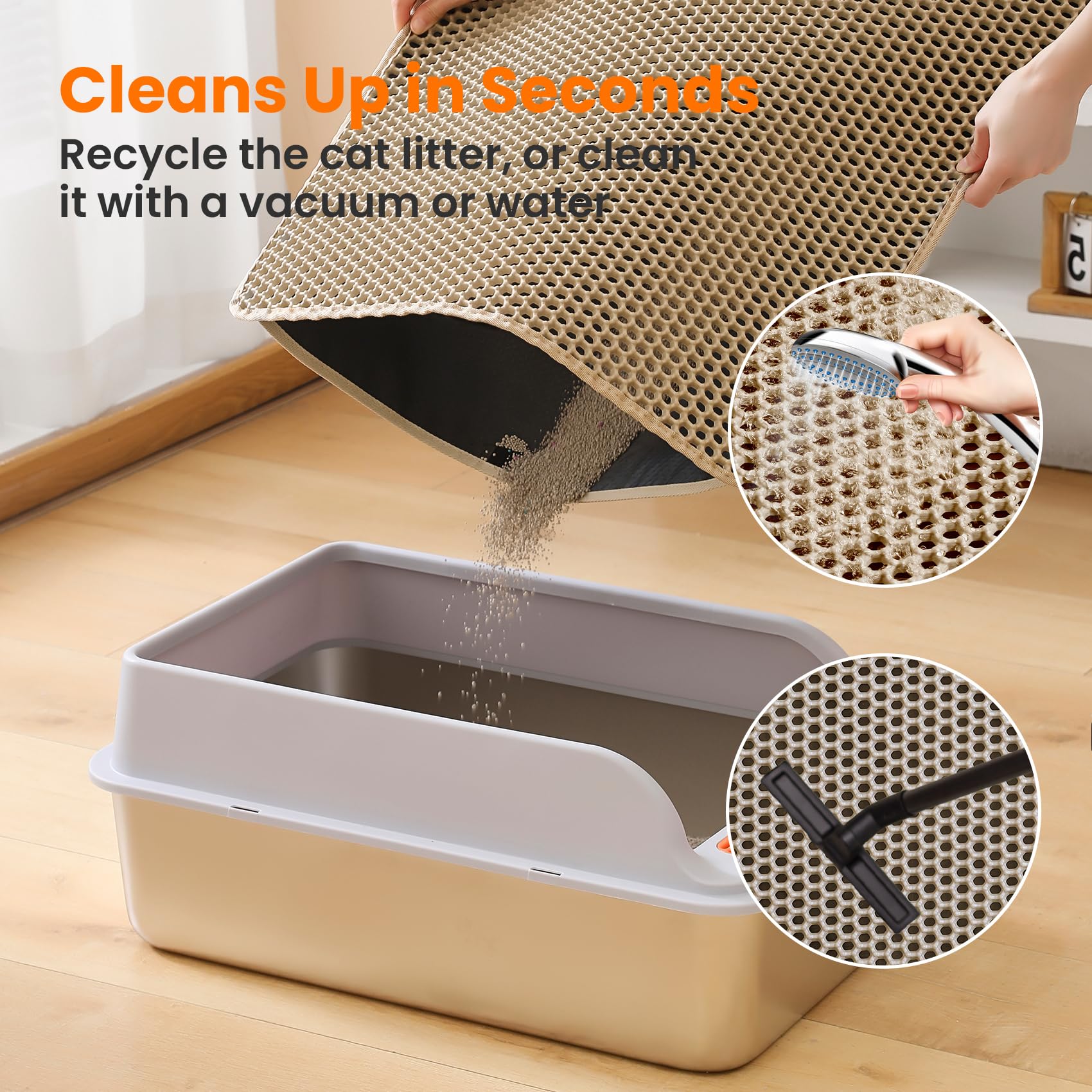 Petinstinct Cat Litter Mat, Double Layer Honeycomb Litter Box Mat