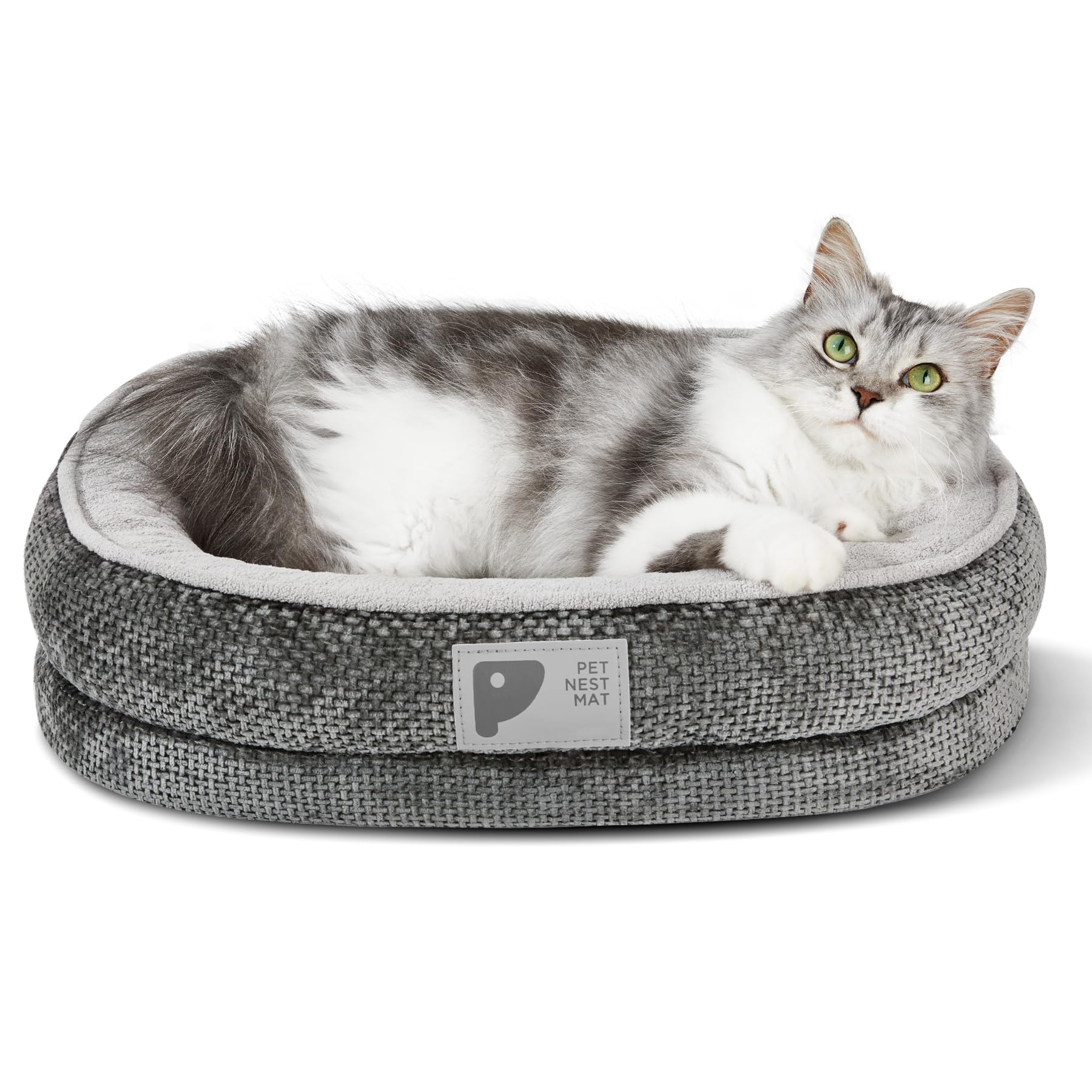 Bininl Orthopedic Cat Bed for Puppy & Kitten,Cat Sofa Bed with Egg Crate Foam Four Sided Dog Couch Beds with Removable Cover & Non-Slip Bottom Grey XS