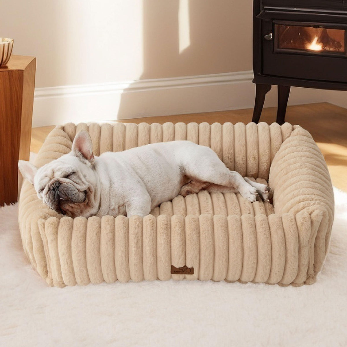 Bedsure ComfyFleece® Cute Dog Beds Large Sized Dog Washable，36in Cream