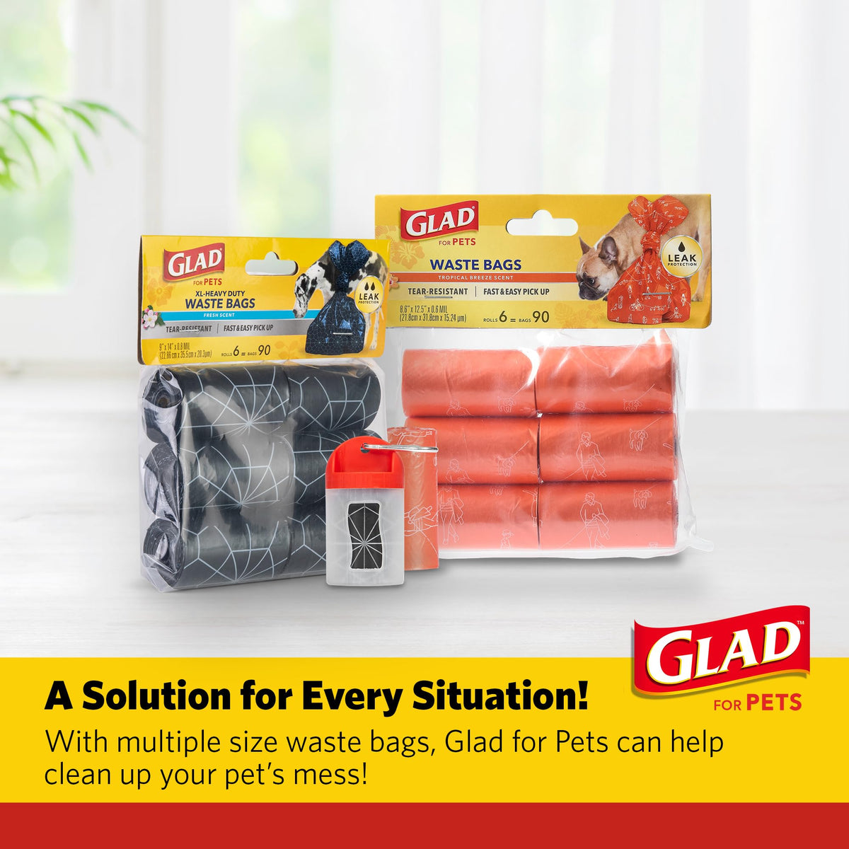 Glad for Pets Scented Dog Poop Bags, Tropical Breeze Scent, 90 Count